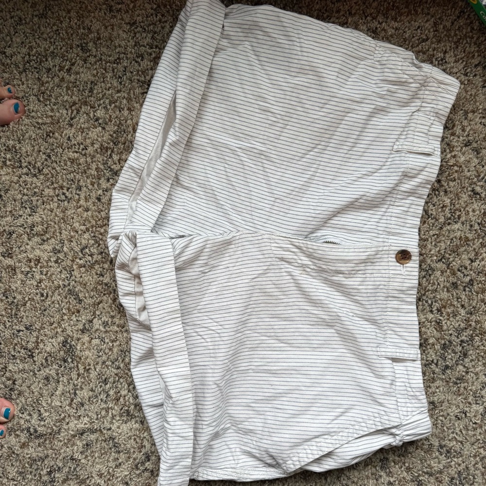Striped White Women's Shorts